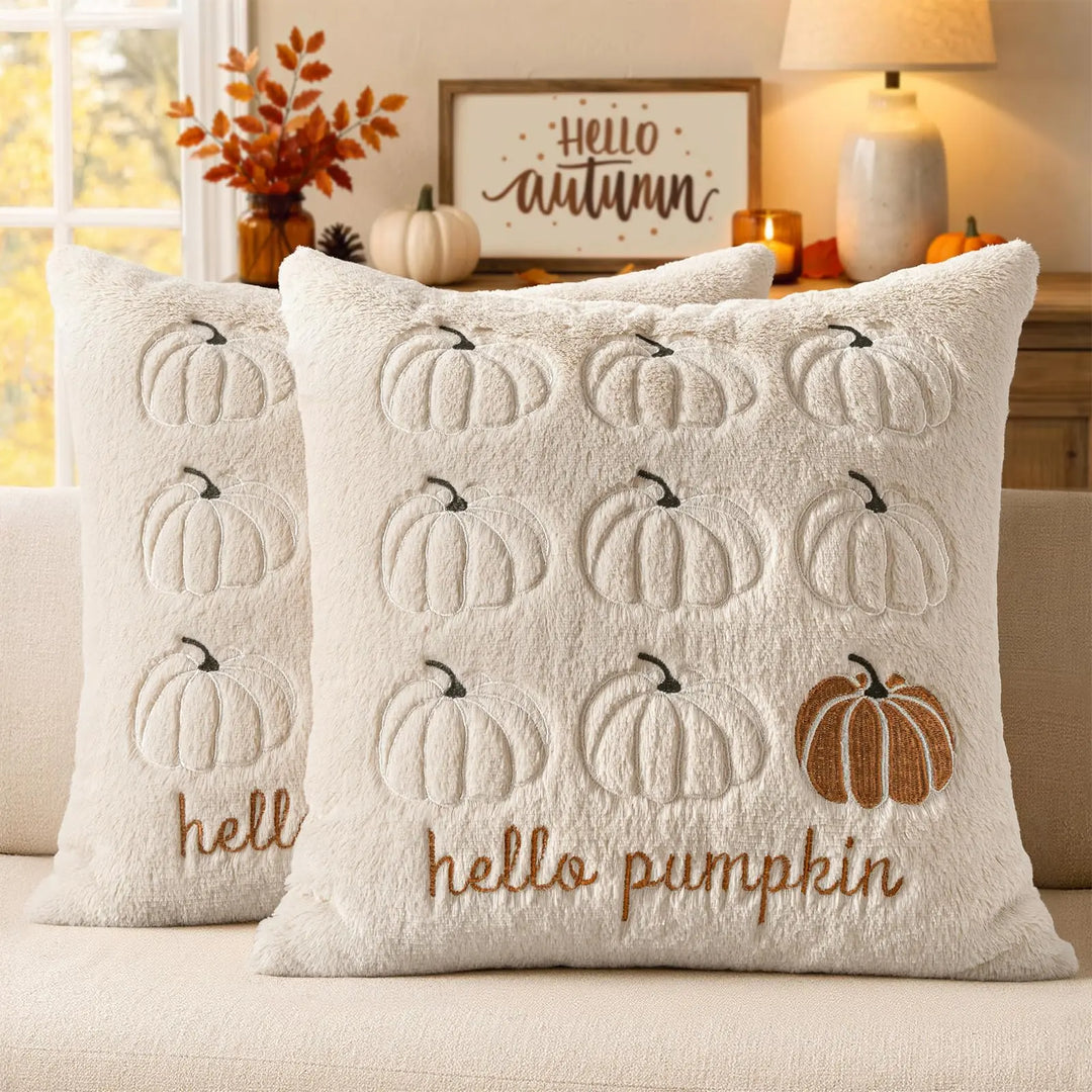 MIULEE Fall Pumpkin Pillow Covers 18x18 Beige Fall Decor