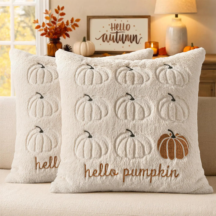MIULEE Fall Pumpkin Pillow Covers 18x18 Beige Fall Decor