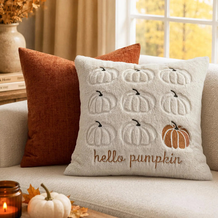 MIULEE Fall Pumpkin Pillow Covers 18x18 Beige Fall Decor