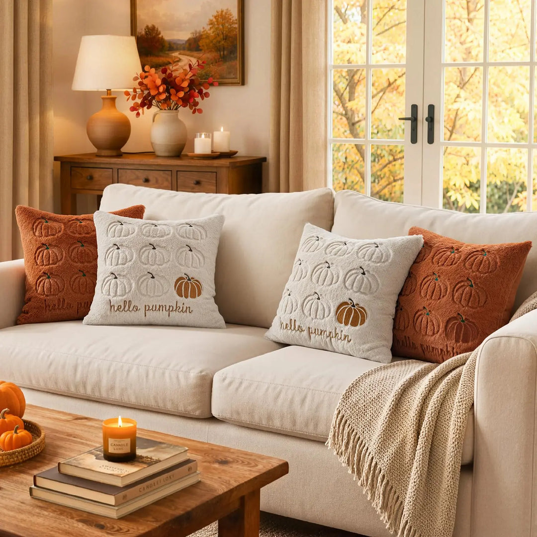MIULEE Fall Pumpkin Pillow Covers 18x18 Beige Fall Decor