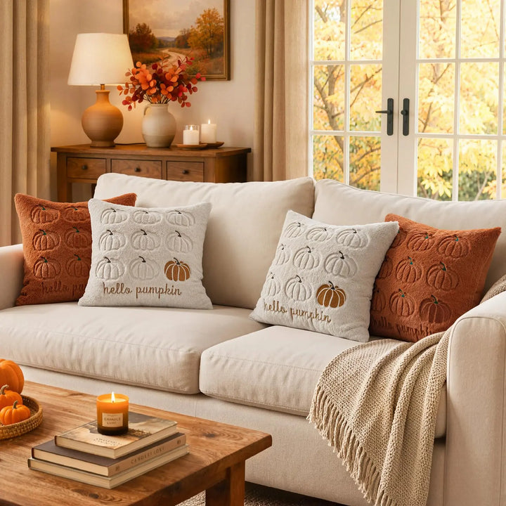 MIULEE Fall Pumpkin Pillow Covers 18x18 Beige Fall Decor