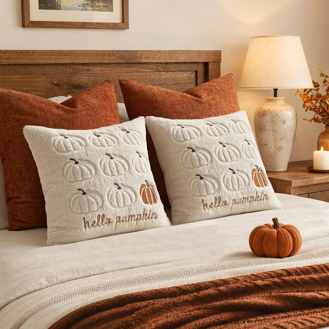 MIULEE Fall Pumpkin Pillow Covers 18x18 Beige Fall Decor