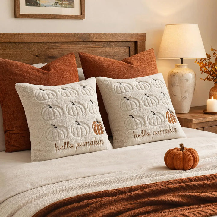 MIULEE Fall Pumpkin Pillow Covers 18x18 Beige Fall Decor