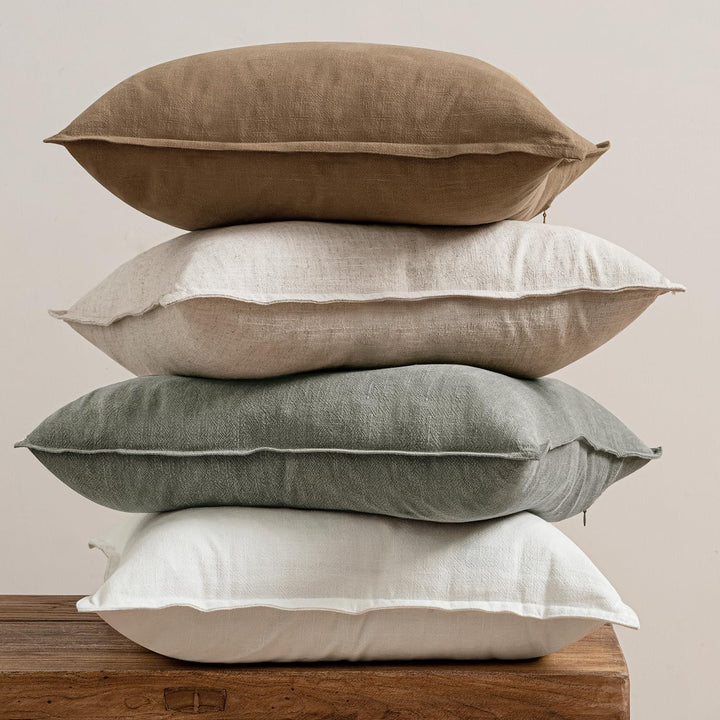 MIULEE Neutral Boho Linen Decorative Pillow Covers 18x18 Inch Pack of 4 