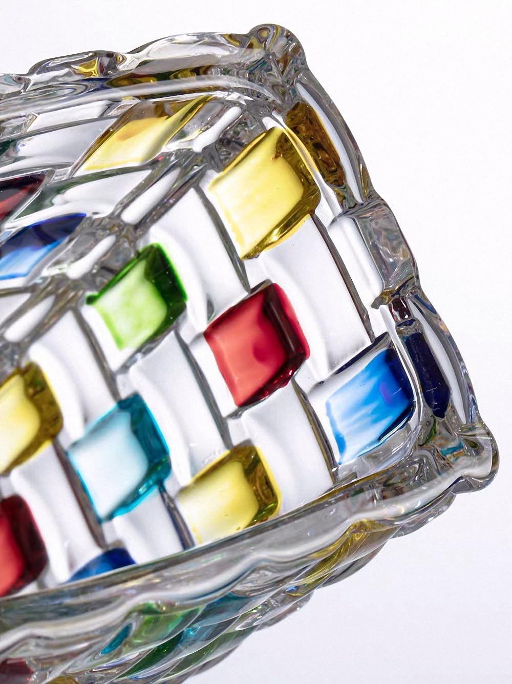Magcolor Hand Painted Colorful Woven Glass Vase -Crystal Flower Vase- 7.7 inch, Glass Plant Vase for Floral Arrangements, Centerpieces, Weddings, Housewarming, Centerpiece Home Deco 