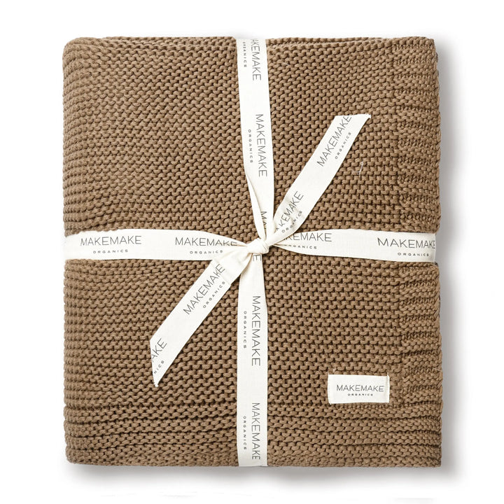MakeMake Organics Organic Cotton Throw Blanket, GOTS Certified, 50x60, Brown