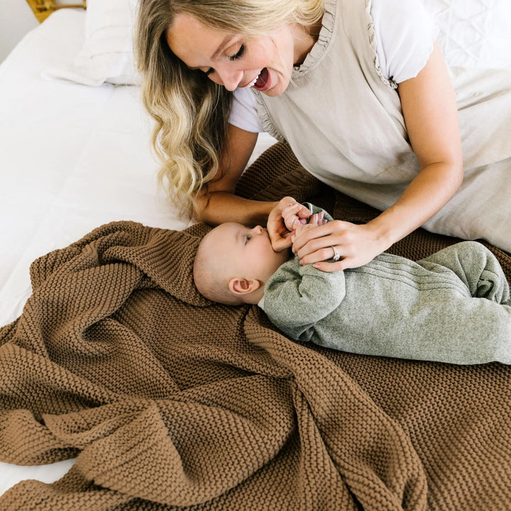 MakeMake Organics Organic Cotton Throw Blanket, GOTS Certified, 50x60, Brown