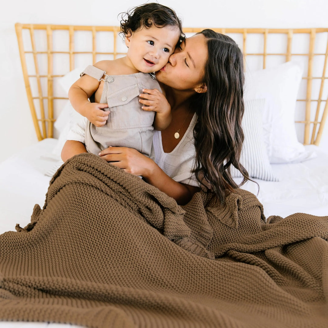 MakeMake Organics Organic Cotton Throw Blanket, GOTS Certified, 50x60, Brown