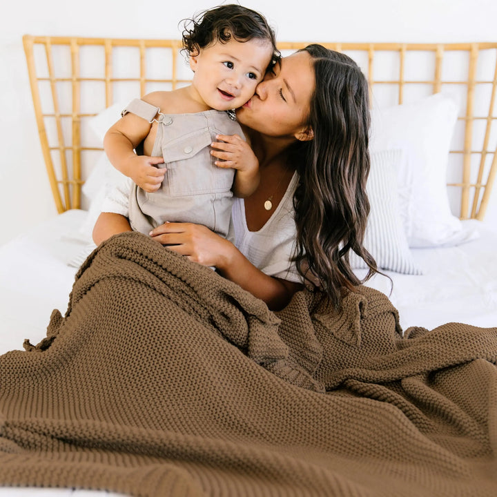 MakeMake Organics Organic Cotton Throw Blanket, GOTS Certified, 50x60, Brown