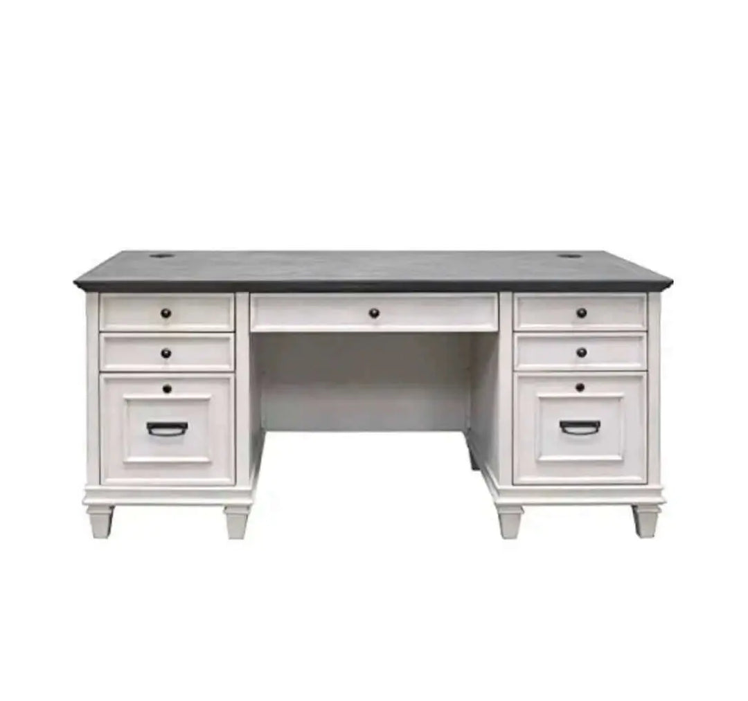 Martin Furniture Hartford Desk | Double Pedestal, 70" W - White 