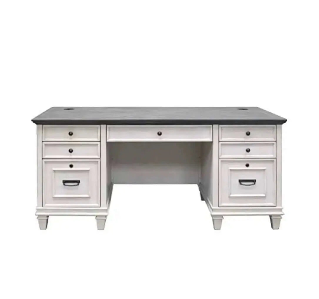 Martin Furniture Hartford Desk | Double Pedestal, 70" W - White 