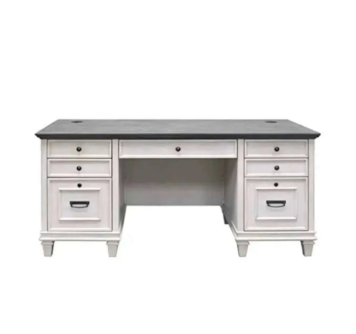 Martin Furniture Hartford Desk | Double Pedestal, 70" W - White 