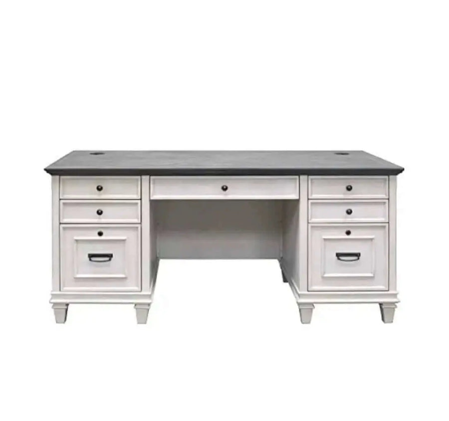 Martin Furniture Hartford Desk | Double Pedestal, 70" W - White 