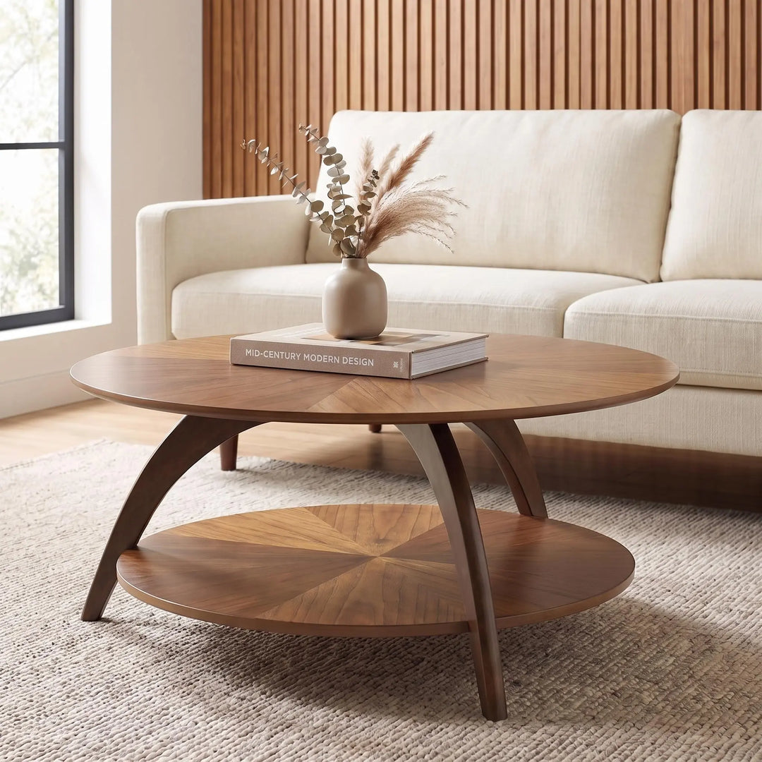 Martin Svensson Home LAX Mid Century Wood Coffee Table, Nutmeg &amp; Espresso