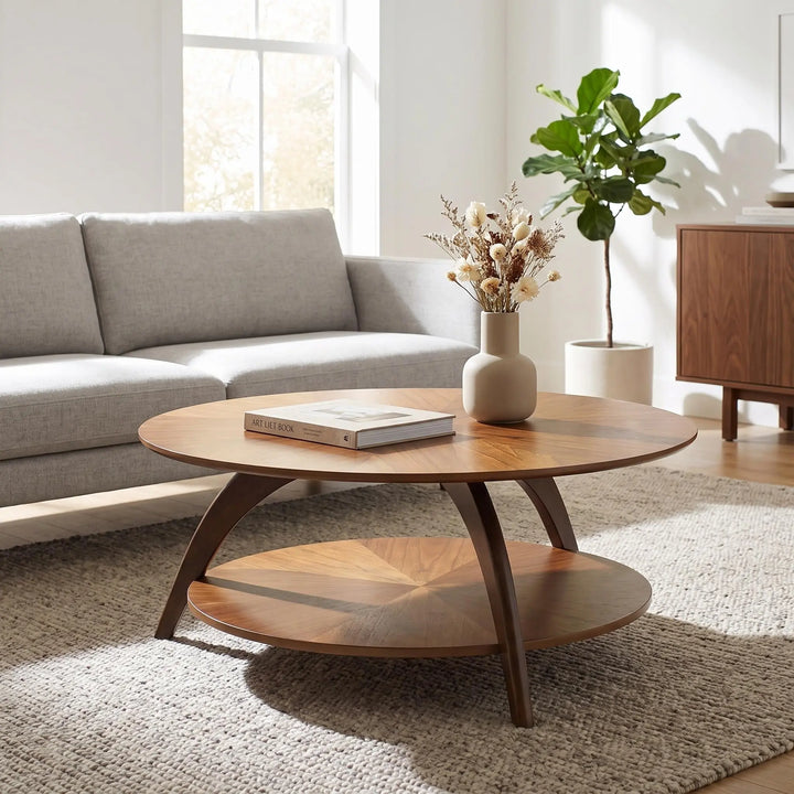 Martin Svensson Home LAX Mid Century Wood Coffee Table, Nutmeg &amp; Espresso