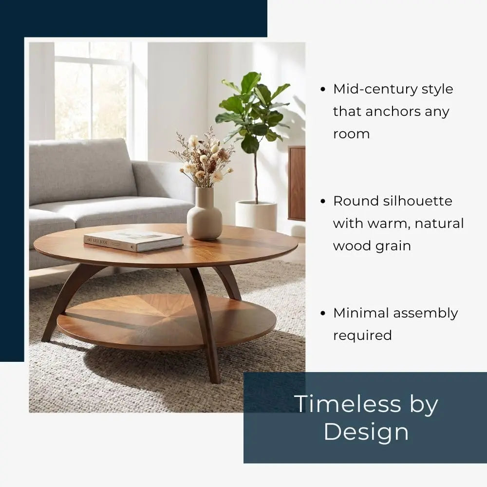 Martin Svensson Home LAX Mid Century Wood Coffee Table, Nutmeg &amp; Espresso