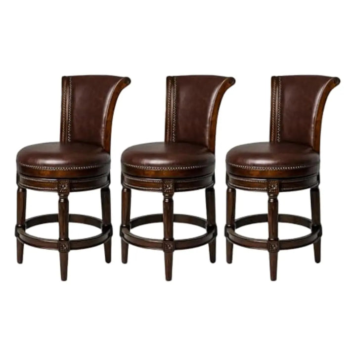 Maven Lane Pullman Counter Stool, Dark Brown Solid Frame, 26 Inch, Set of 3