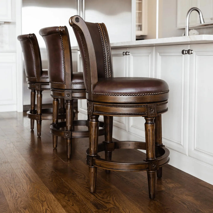 Maven Lane Pullman Counter Stool, Dark Brown Solid Frame, 26 Inch, Set of 3