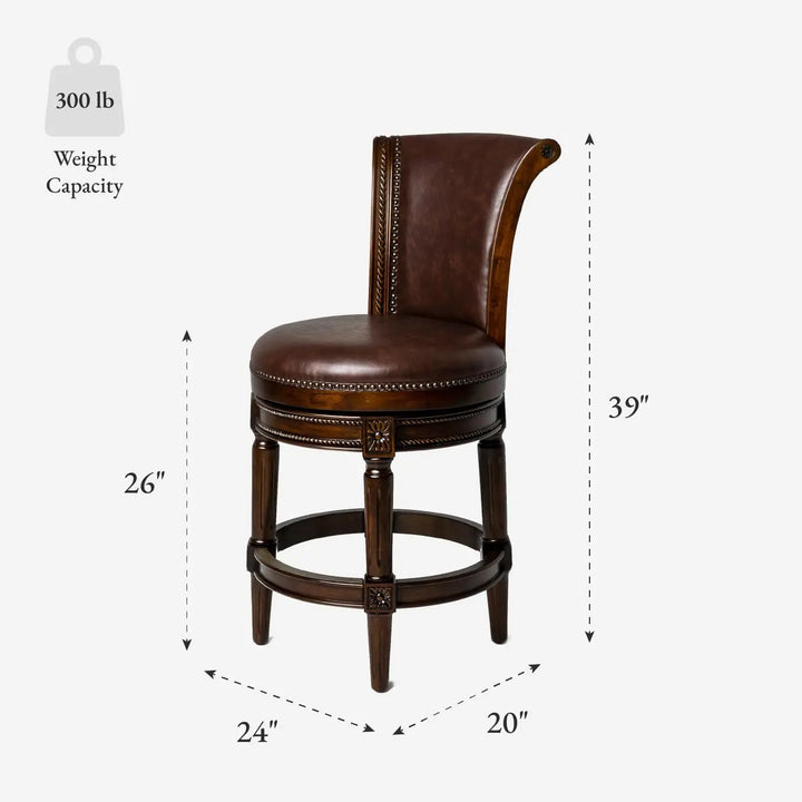 Maven Lane Pullman Counter Stool, Dark Brown Solid Frame, 26 Inch, Set of 3