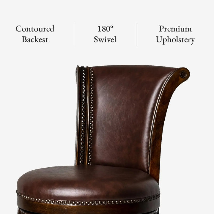 Maven Lane Pullman Counter Stool, Dark Brown Solid Frame, 26 Inch, Set of 3