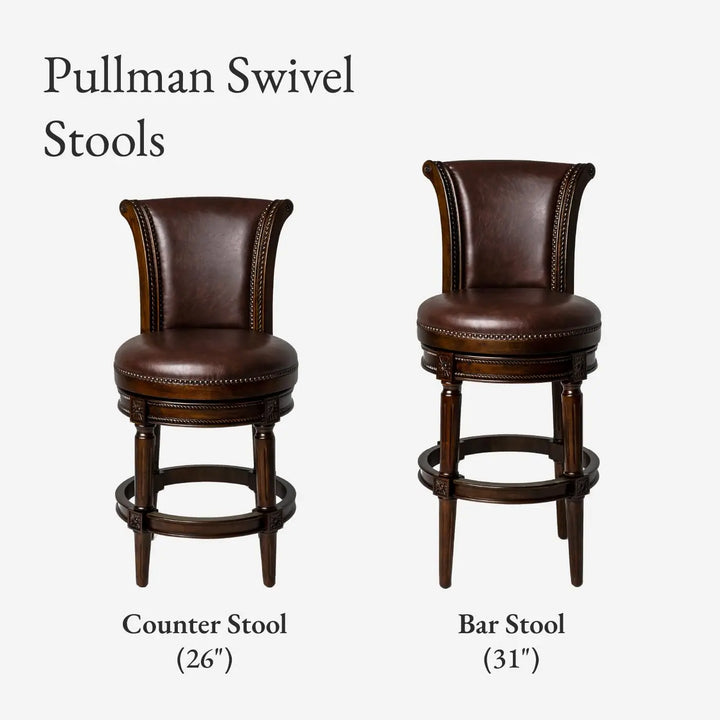 Maven Lane Pullman Counter Stool, Dark Brown Solid Frame, 26 Inch, Set of 3