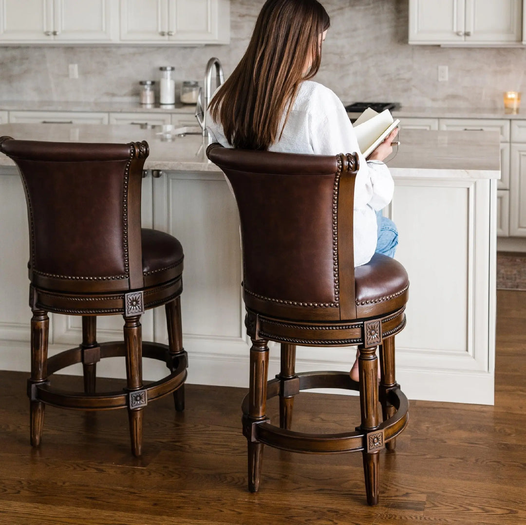 Maven Lane Pullman Counter Stool, Dark Brown Solid Frame, 26 Inch, Set of 3