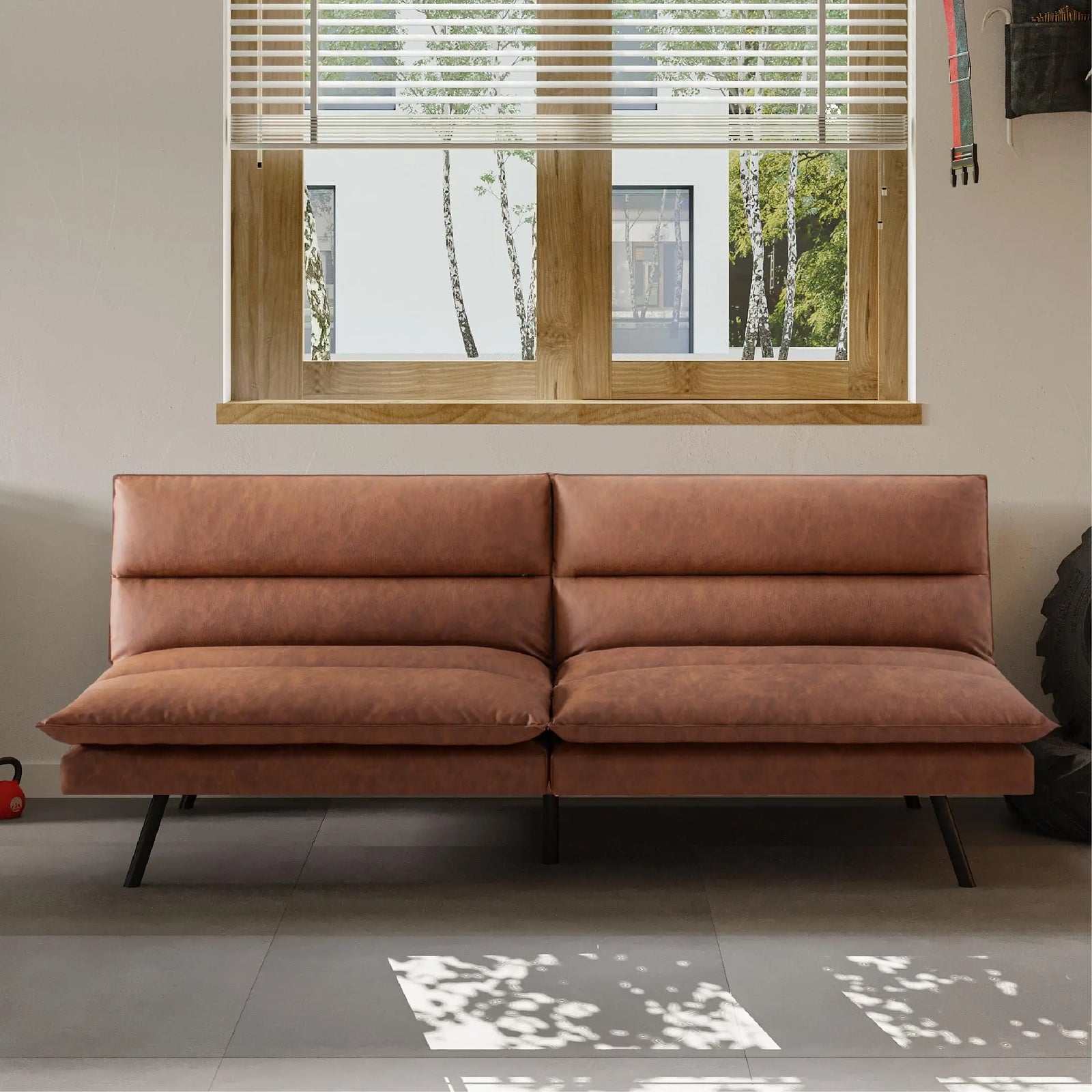 Memory Foam Futon with Adjustable Backrest - Brown 