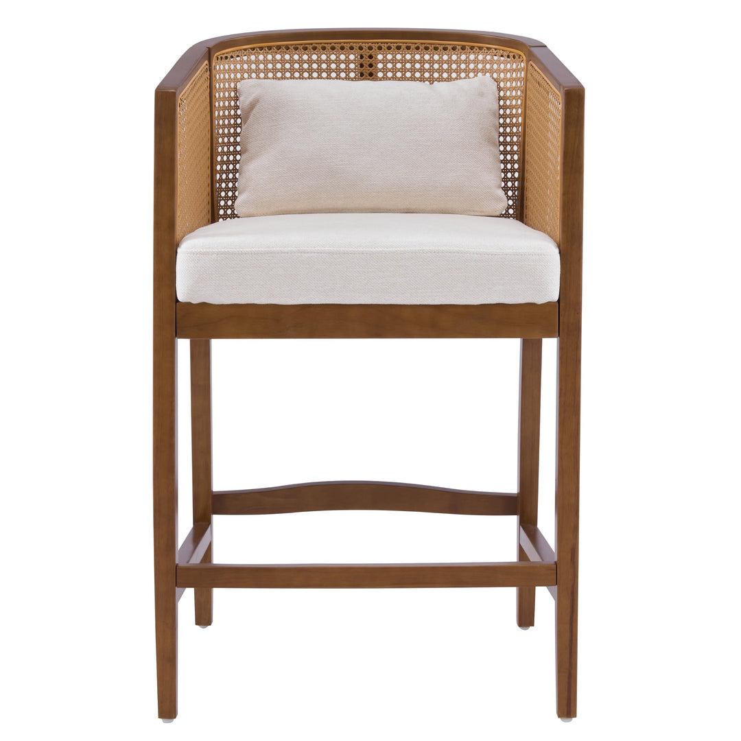 Merax 27-Inch Rattan Counter Height Bar Stools with Barrel Back, Set of 2 