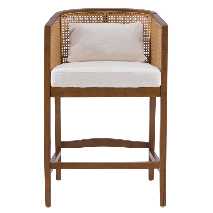 Merax 27-Inch Rattan Counter Height Bar Stools with Barrel Back, Set of 2 