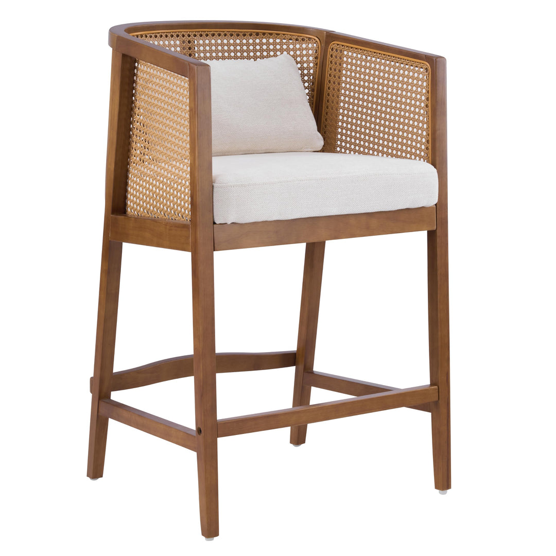 Merax 27-Inch Rattan Counter Height Bar Stools with Barrel Back, Set of 2 