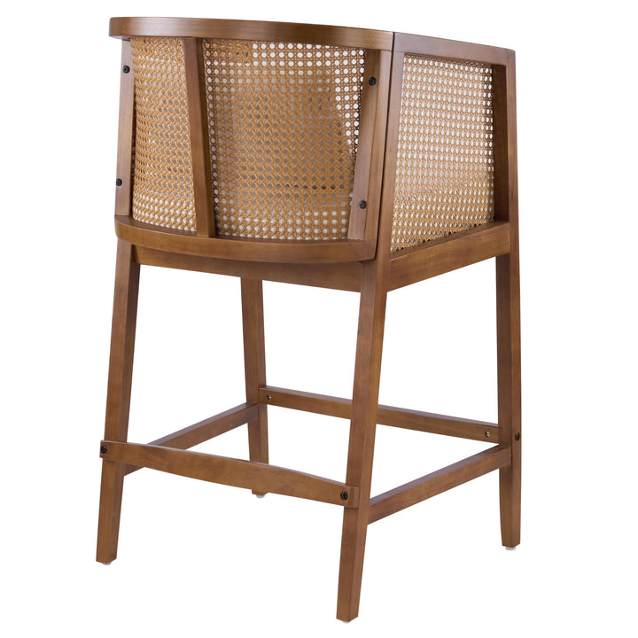 Merax 27-Inch Rattan Counter Height Bar Stools with Barrel Back, Set of 2 