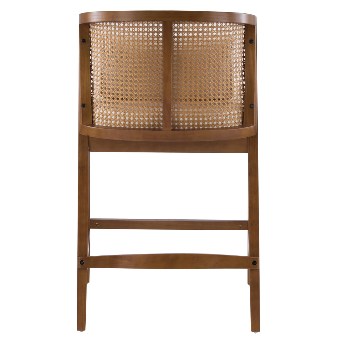 Merax 27-Inch Rattan Counter Height Bar Stools with Barrel Back, Set of 2 