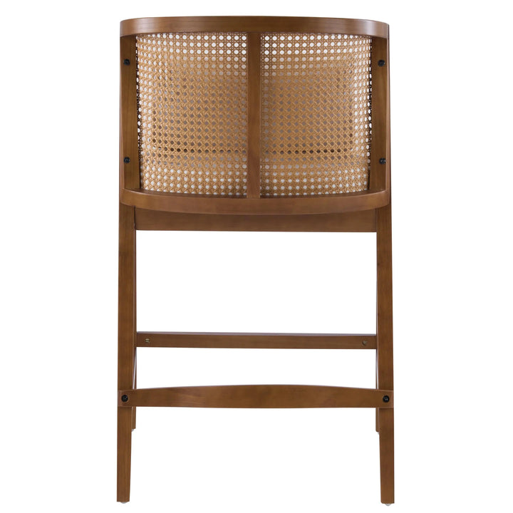Merax 27-Inch Rattan Counter Height Bar Stools with Barrel Back, Set of 2 