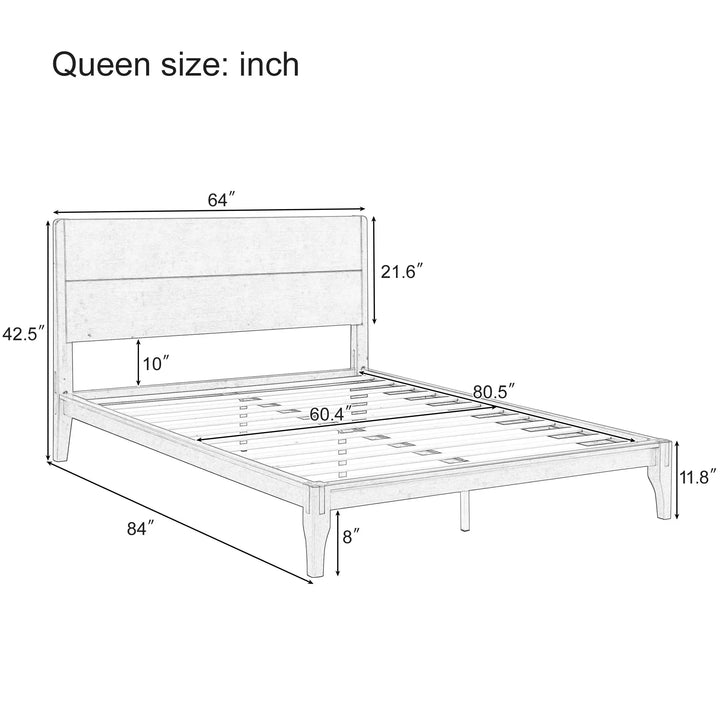 Merax Queen Size Bamboo Platform Bed Frame with Tall Headboard, Brown 