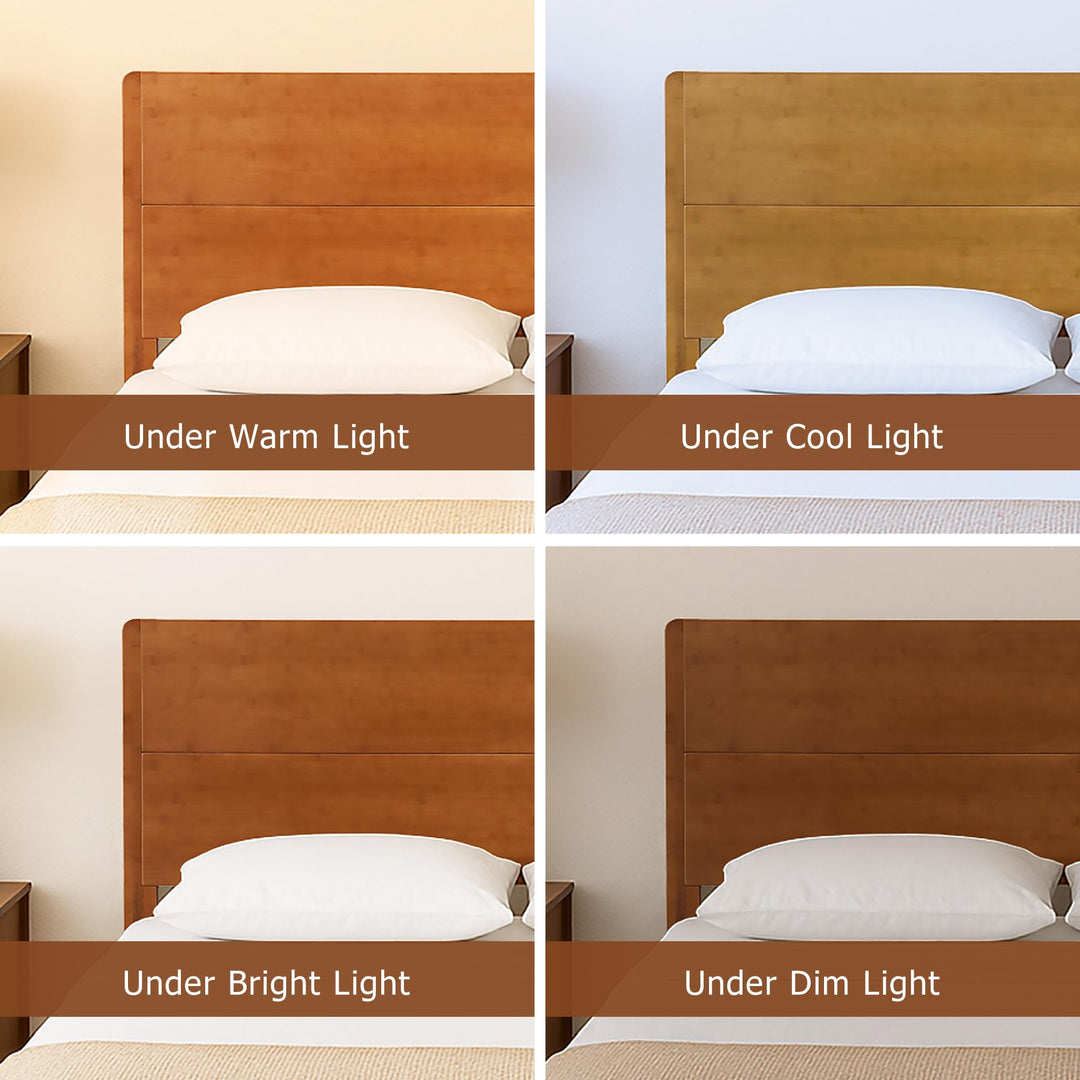Merax Queen Size Bamboo Platform Bed Frame with Tall Headboard, Brown 