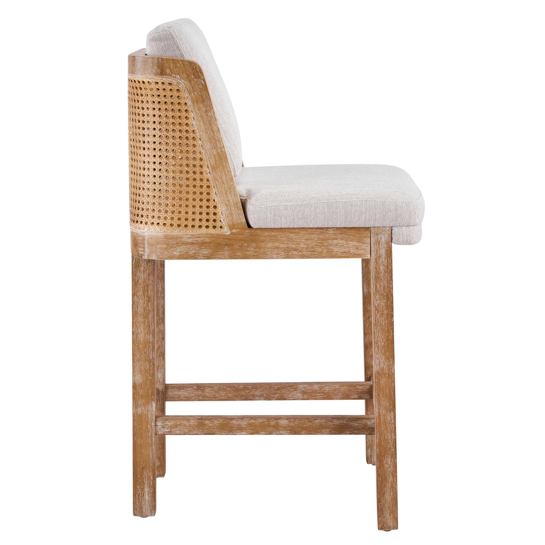 Merax Rattan Counter Height Bar Stools Set of 2, Cane Back Island Chairs 