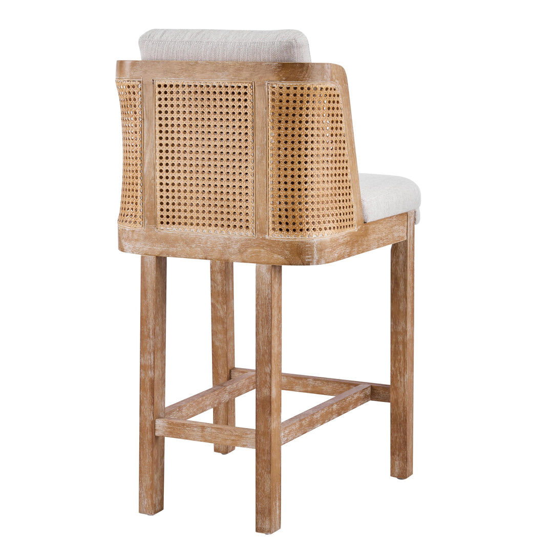 Merax Rattan Counter Height Bar Stools Set of 2, Cane Back Island Chairs 
