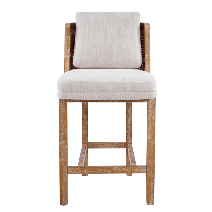 Merax Rattan Counter Height Bar Stools Set of 2, Cane Back Island Chairs 