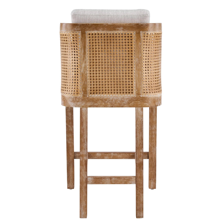Merax Rattan Counter Height Bar Stools Set of 2, Cane Back Island Chairs 