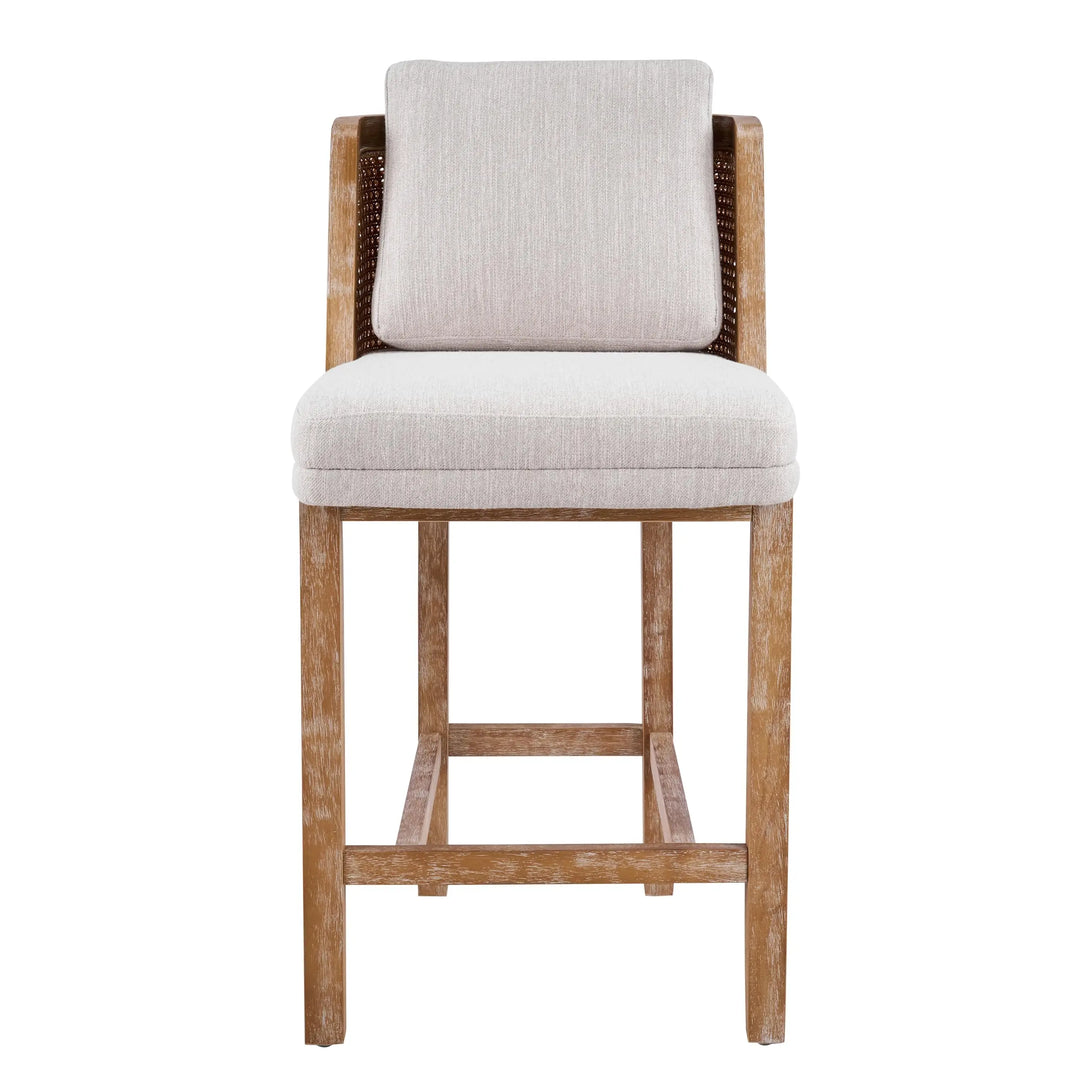 Merax Rattan Counter Height Bar Stools Set of 2, Cane Back Island Chairs 