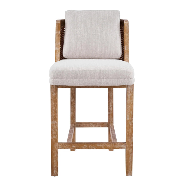 Merax Rattan Counter Height Bar Stools Set of 2, Cane Back Island Chairs 