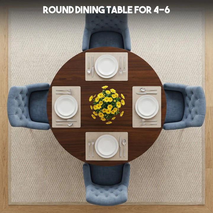 Miereirl Round Dining Table Set for 4, 43.31 Inch Round Kitchen Table and Chairs Set with Storage Shelf, Space Saving Dining Room Table Set, Modern Dining Set for Apartment, Kitchen, Dining Room 