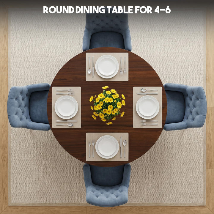 Miereirl Round Dining Table Set for 4, 43.31 Inch Round Kitchen Table and Chairs Set with Storage Shelf, Space Saving Dining Room Table Set, Modern Dining Set for Apartment, Kitchen, Dining Room 