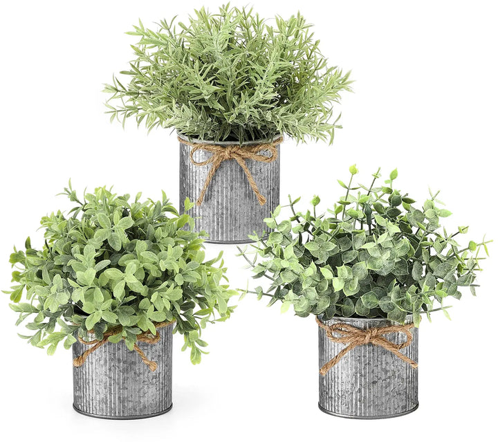 Mkono Small Fake Plants, 3 Pack Faux Plants for Farmhouse Home Decor Indoor
