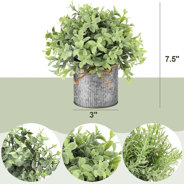 Mkono Small Fake Plants, 3 Pack Faux Plants for Farmhouse Home Decor Indoor