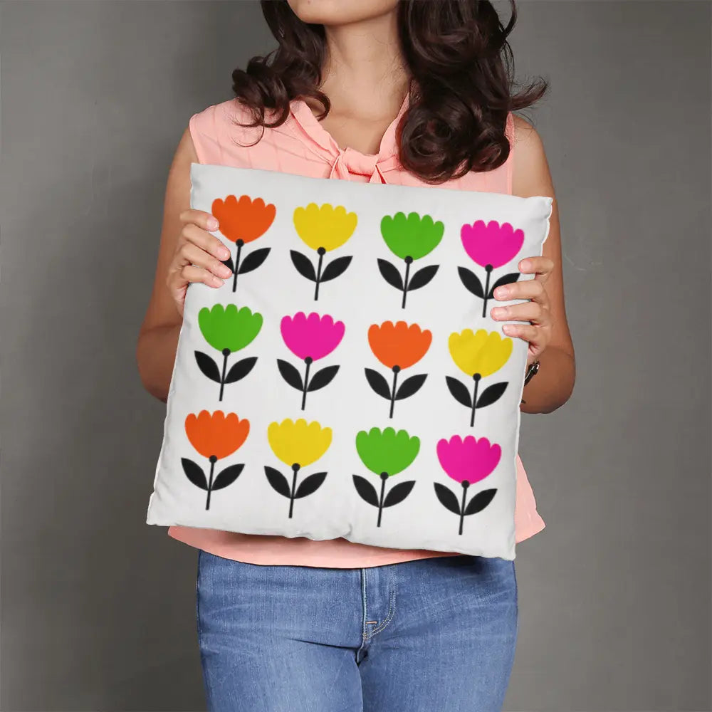 Modern Floral Throw Pillow Cover, Double-Sided - Multicolor 