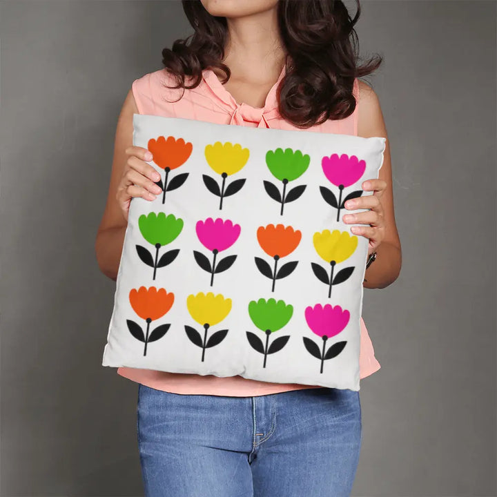 Modern Floral Throw Pillow Cover, Double-Sided - Multicolor 