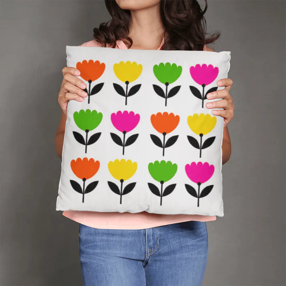 Modern Floral Throw Pillow Cover, Double-Sided - Multicolor 