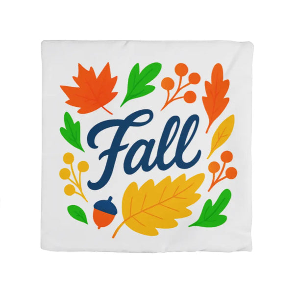 Modern Vibrant Fall Throw Pillow Cover with Autumn Leaves - Multicolor