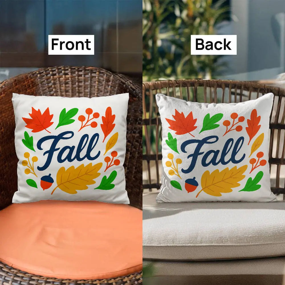 Modern Vibrant Fall Throw Pillow Cover with Autumn Leaves - Multicolor 